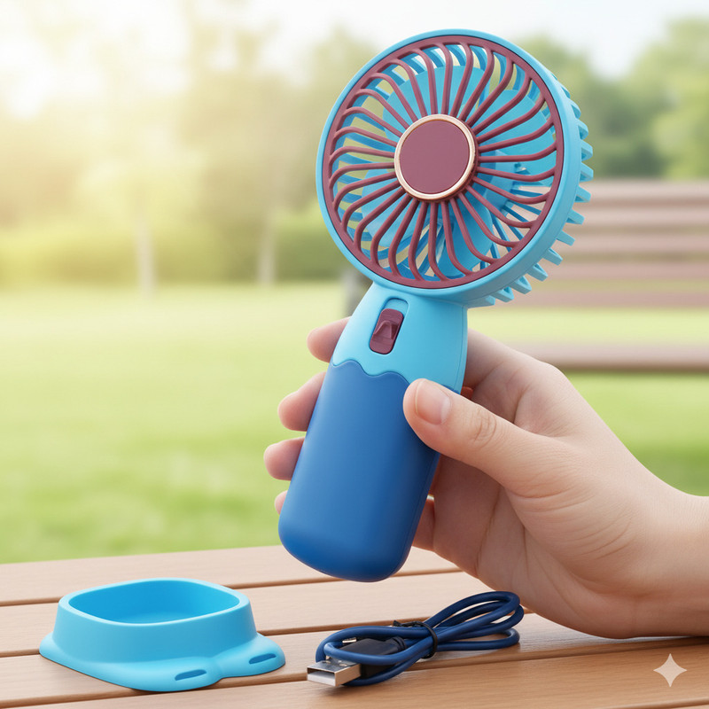 Boom Mini Portable Handheld Fan Mobile Stand, long Battery life USB Fan Small Pocket Fan Mini Portable Hand Fan Rechargeable Fan(Multicolor)