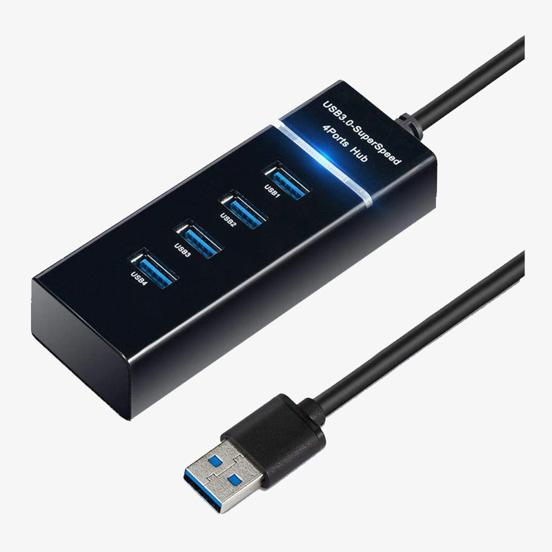 VYAR 4-Port USB Hub 3.0 for High-Speed Data Transfer Fast Transfer 4-Port USB 3.0 Hub for All Devices USB Hub(Black)