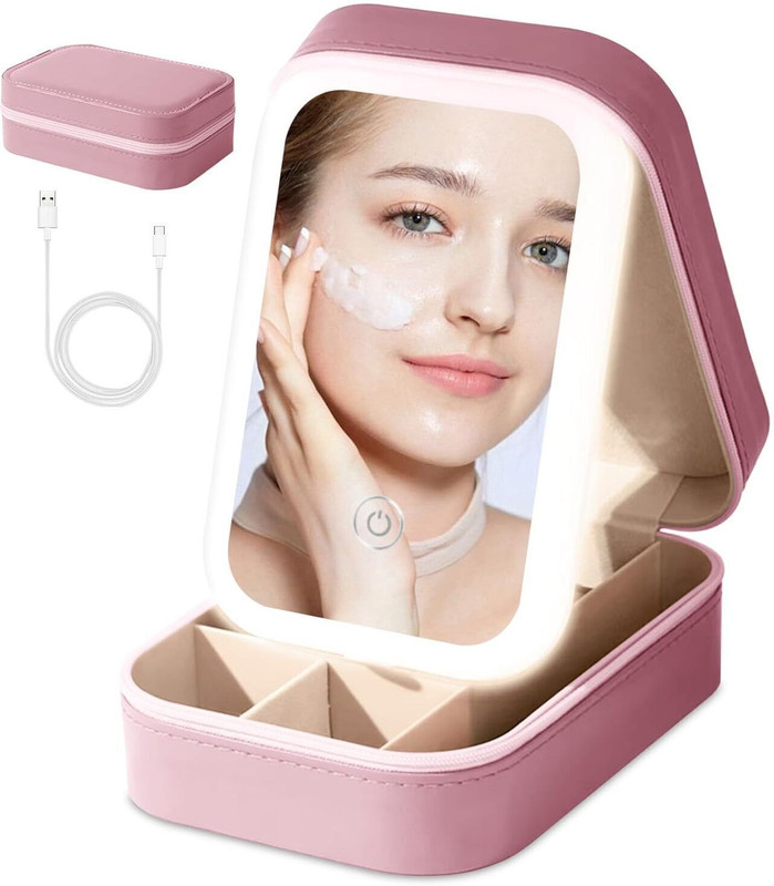 HEVREX Travel LED Makeup Bag with 3-Color Adjustable Light-Up Portable Mirror| jewellery Vanity Box(Multicolor)