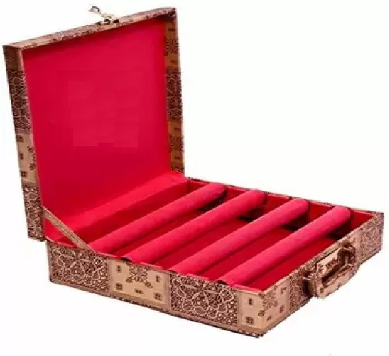 tosim 01 WOODEN PRINTED TRENDY 4 ROD BANGLE BOX And Number Lock system Lockable Vanity Box Vanity Box(Multicolor)
