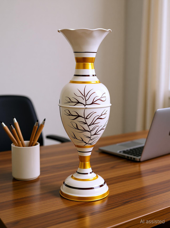 Rapidflue Flower Vase for Home Decor - Decorative Flower Pot for Living Room & Office Iron Vase(23 inch, White)