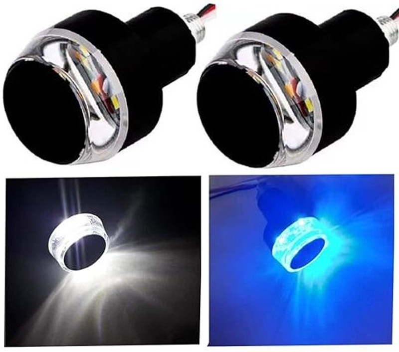 Diikon Motorcycle/Bike Handlebar/Handle Weight Light Indicators for All Bike Bike Handlebar Weights(2 Blue, White)
