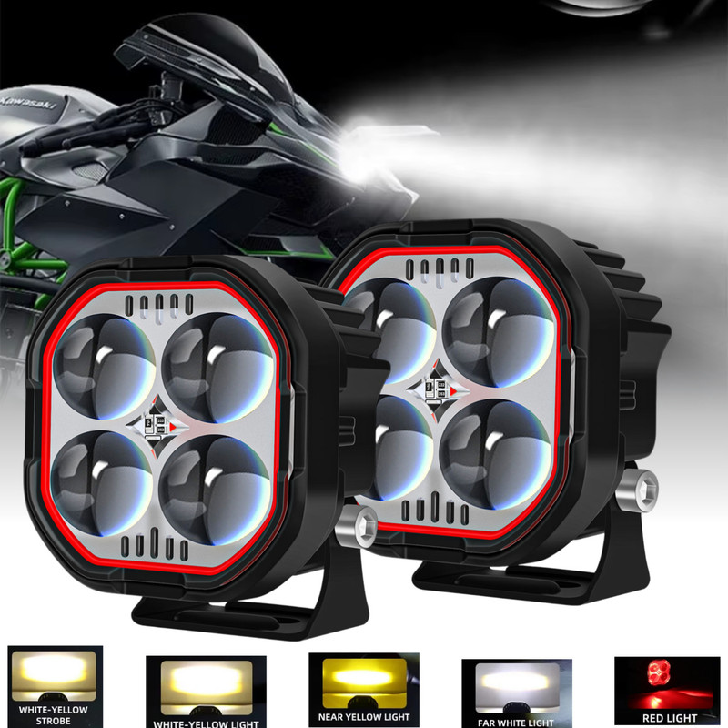 PRABHU DAYAL 4LED Spotlight Driving Lights Multi-Mode Spot Beam Fog Lamp Car, Motorbike, Truck LED (12 V, 36 W)(Universal For Car, Pack of 2)