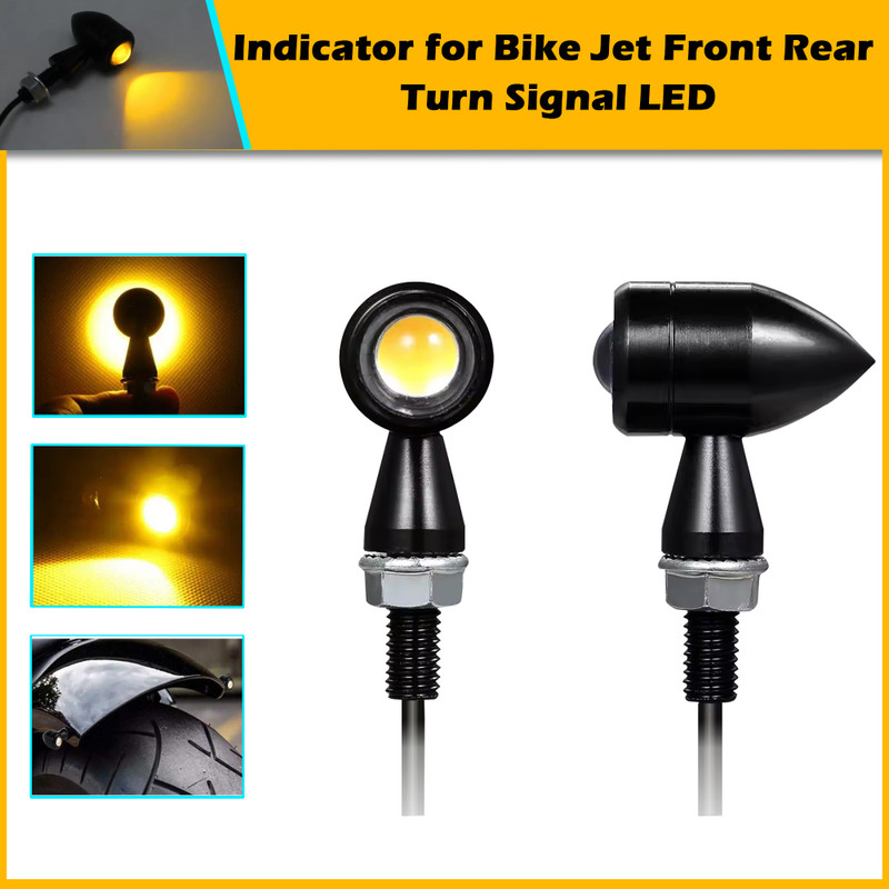 Otoroys Indicator for Bike Jet Front Rear Turn Signal LED Indicators CNC Metal Amber 2 Indicator Light Motorbike LED (12 V, 5 W)(Universal For Bike, Pack of 2)