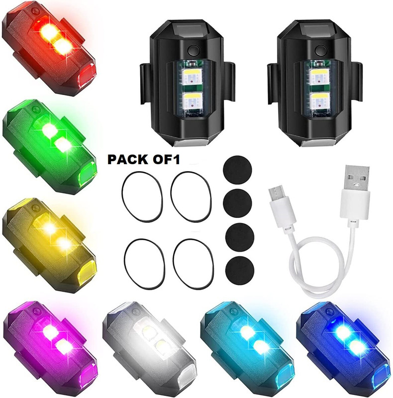 MELZRON Warning Blinking Strobe Led Light with USB Rechargeable License Plate Light Motorbike LED (3.7 V, 1 W)(Universal For Bike, Pack of 2)