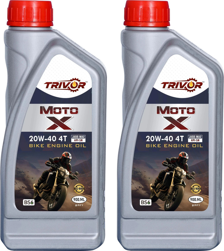 trivor MOTO X 20W40 900ML P2 MOTO X 20W40 4T Protection with BS6 Technology for Bikes|API SN & JASO MA2 High Performance Engine Oil(900 ml, Pack of 2)