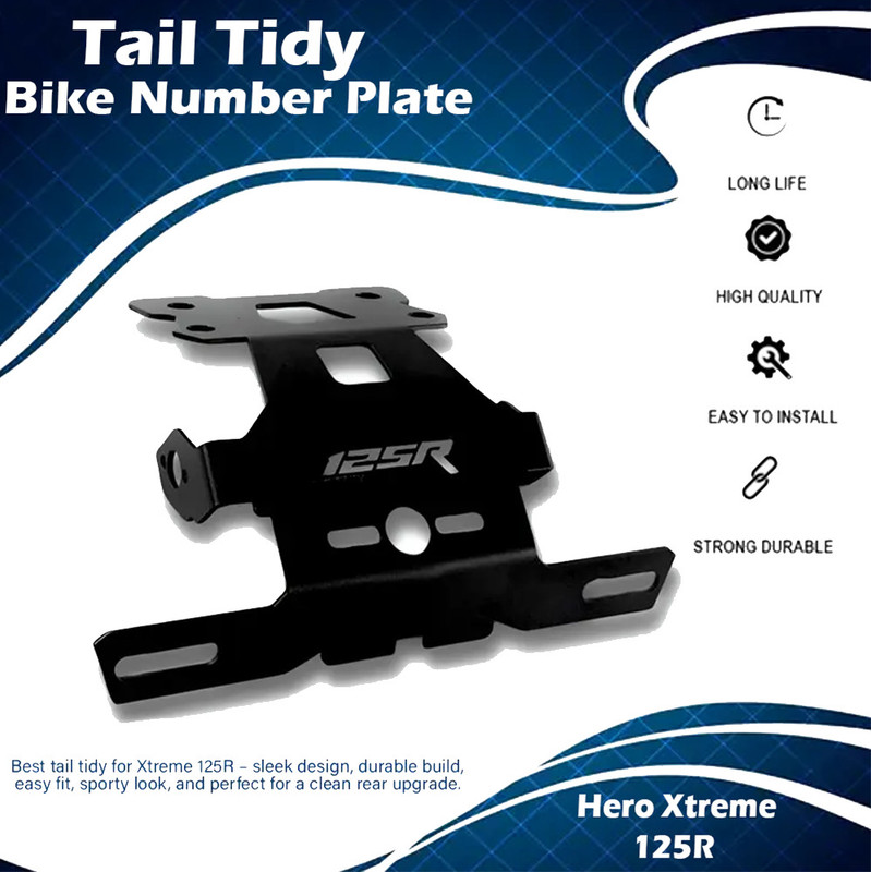 Ubom |UMA| Heavy Hero Xtreme 125R Tail Tidy Number Plate Holder Fender Eliminator Bike Number Plate(Iron 12 cm x 14 cm)