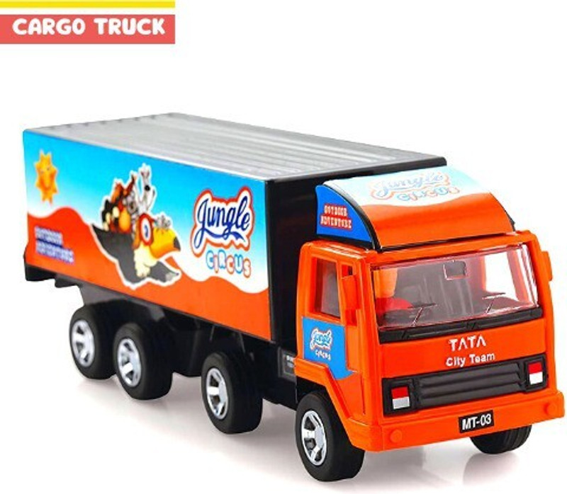WooZee CARGO TRUCK Miniature Pull Back Truck with Doors Openable ( color may vary)(Orange, Pack of: 1)