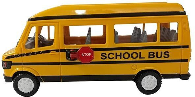 FUN FACTORY TOYS Pull Back School Bus SUV Toy truck for Kids (Color May Vary)(Yellow)
