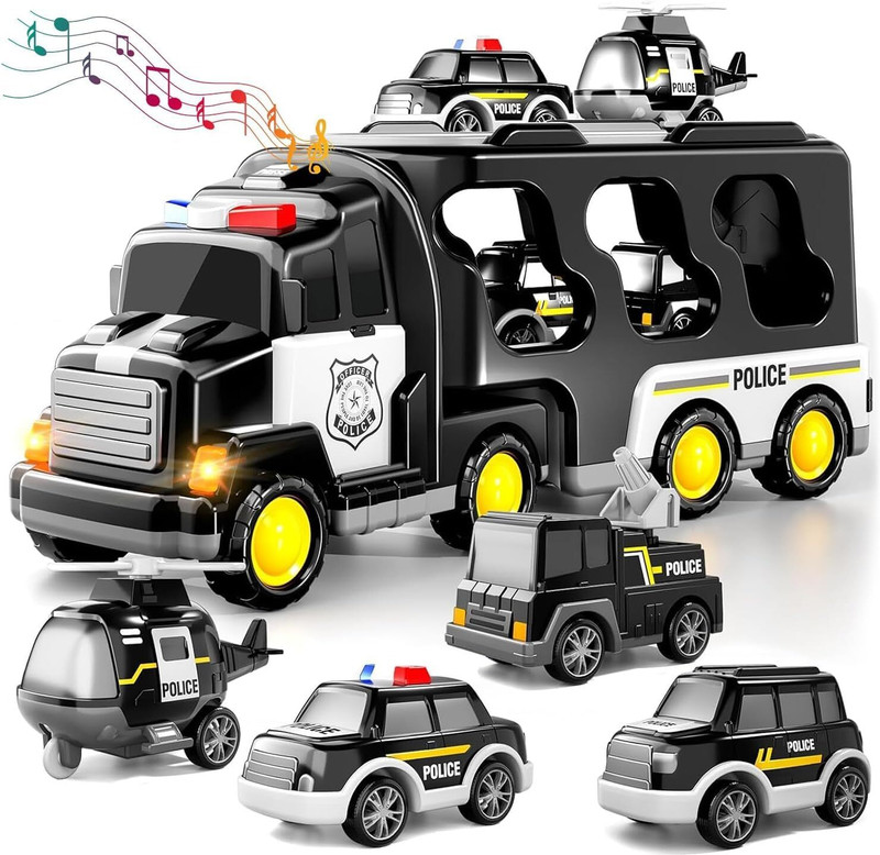 Toy Bharat Police Carrier Truck Set | Battery Operated Light & Sound Effect Truck Kids Toy(Black, Pack of: 1)