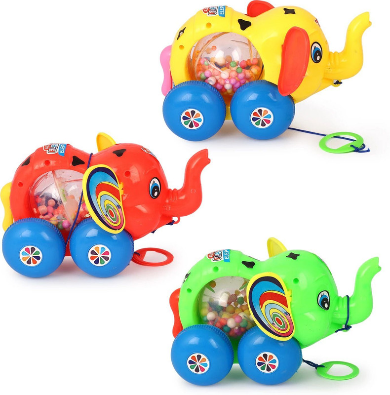 asian Flappy Elephant Pull Along Toy – Colorful Animal Beads Activity for Kid(Multicolor, Pack of: 1)