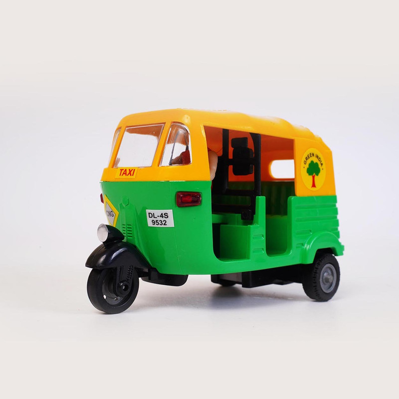 HANAL CNG Auto Rickshaw with Pull-Back Action Toy(Green, Yellow, Pack of: 1)