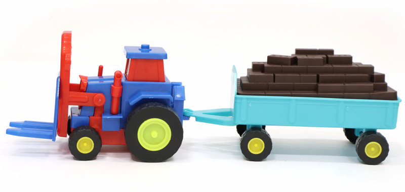 333MART Plastic Tractor Construction Toy Friction Powered Tractor with Bricks Trolley(Multicolor, Pack of: 1)