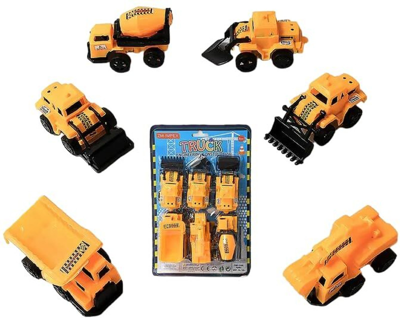 JYESHTHA CREATION Construction Vehicles for Kids Pretend Play Toy(Yellow, Pack of: 6)