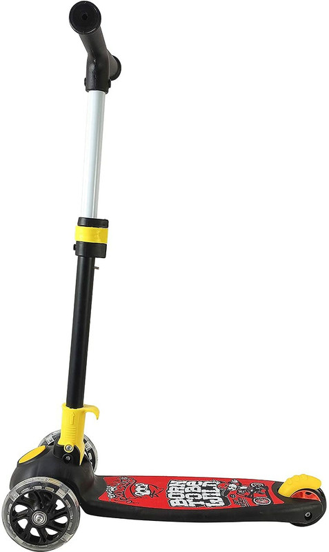 baby tone Adjustable Height LED light scootr foldable with PU Wheelsand Brakes (BLACK)(Multicolor)