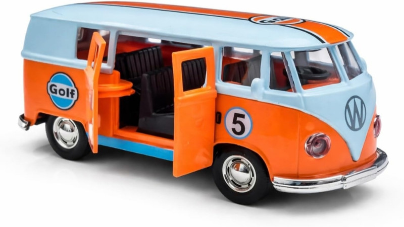 HAPPYRAV Bus Van Golf Van Models Volkswagen Vintage Transport Bus Golf Bus Toy Van Toy(Orange, malticolor, Pack of: 1)