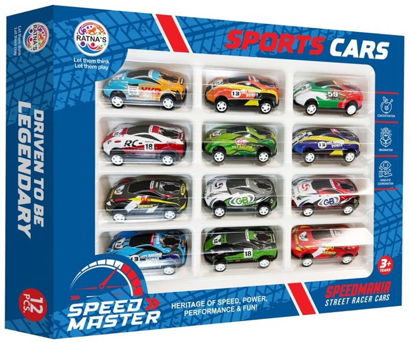 Ratnas Sports Cars Speeed Master (7537) Pull Back 12 Mini Cars(Multicolor, Pack of: 12)