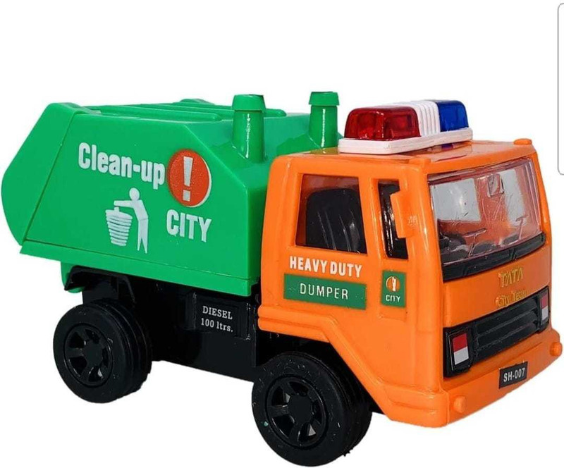 Shree Jee CLEAN UP CITY GARBAGE DUMPER TRUCK WITH BUCKET OPENABLE PULL BACK TOY(ORANGE -GREEN)