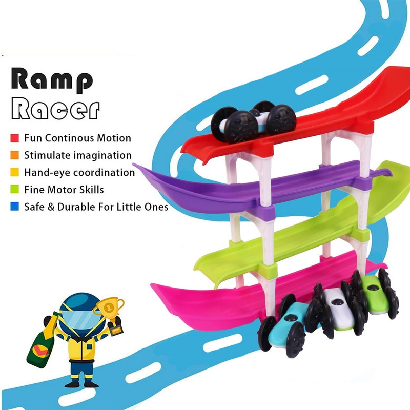 Ruffo Plastic Ramp Track Sliding Car Toy for Toddlers(Multicolor)
