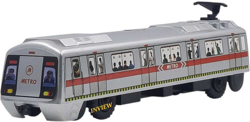 Shree Jee METRO TRAIN COACH LIFE LINE OF MEASURE CITY PULL BACK ACTION KIDS TOY(Silver, Pack of: 1)