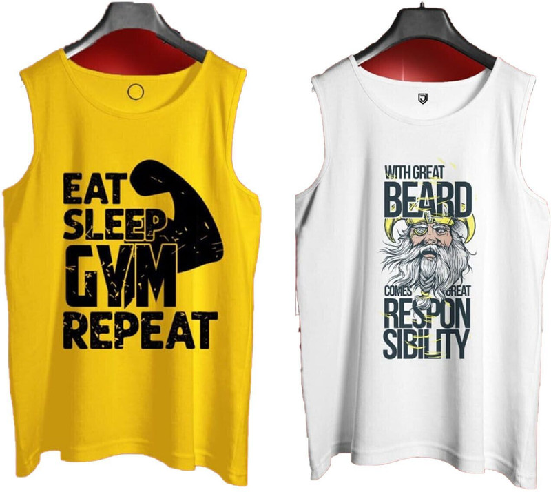 Basis Cotton Blend Fabric Gym Vest(Pack of 2)