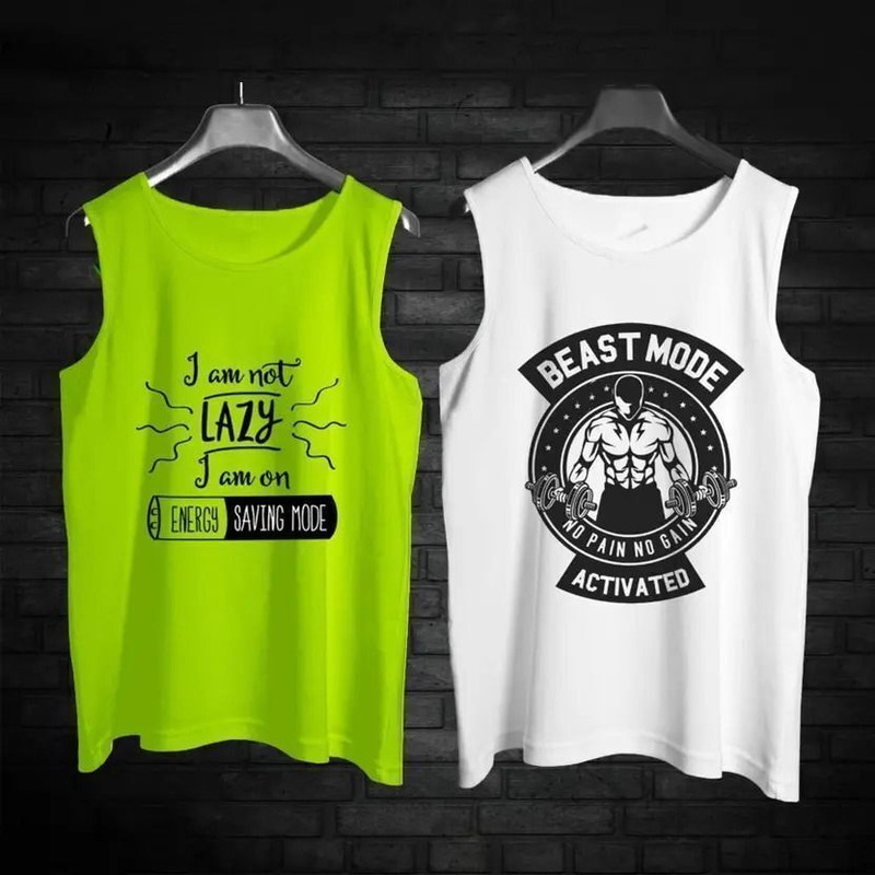 DevilsonS Poly Cotton Fabric Gym Vest(Pack of 2)
