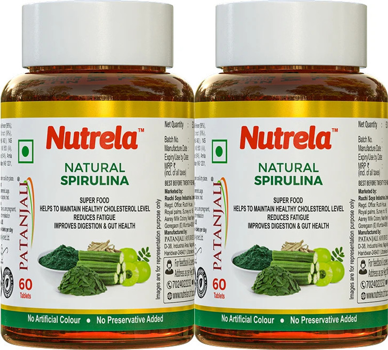 NUTRELA Natural Spirulina Tablets(2 x 60 Tablets)