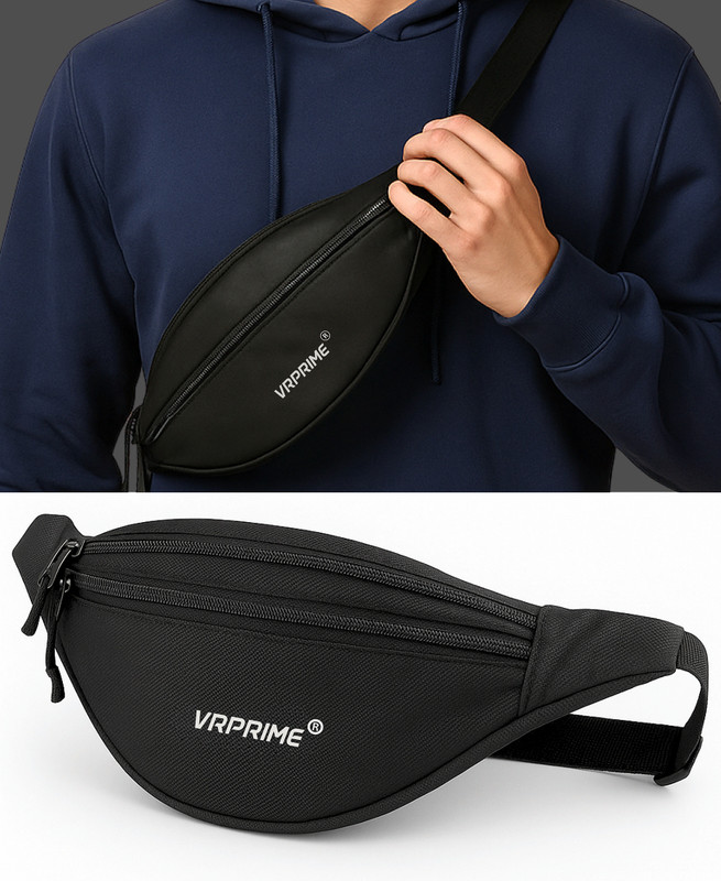 VRPRIME Waist Bag Men & Women Side Pouch for Travel & Sports Waterproof Adjustable Strap Waist Bag(Black)