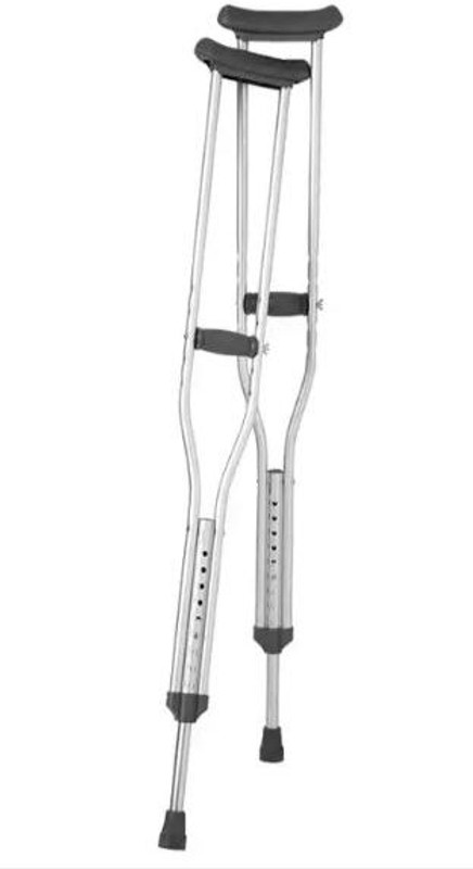 CHAHU Underarm Crutch Axillary,Besakhi silver-2pcs,Height Adjustable,L-114 136 cm Walking Stick