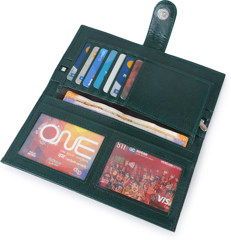 Classic World Women Evening/Party Black Artificial Leather Wrist Wallet(10 Card Slots)