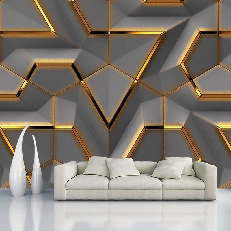 Truenorth 500 cm x 45 cm Waterproof Abstract Foils Wallpaper(Grey, Gold)