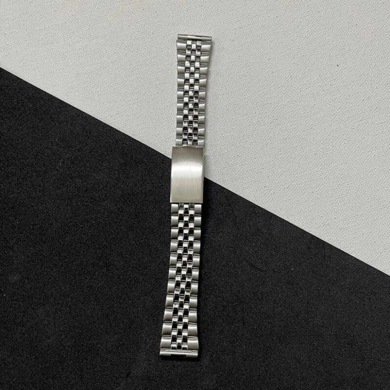LUBA HIMT 18mm Steel Silver Band Strap Screw Link Bracelet Flat End Double Lock Buckle 18 mm Stainless Steel Watch Strap(Silver)