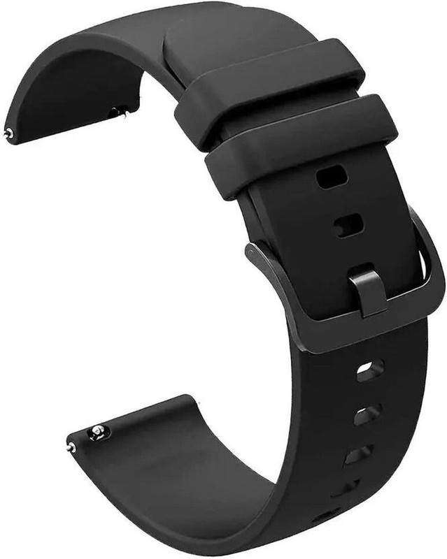 GUOi Premium Silicon strap for smart watch for all model with 22 mm 2 mm Silicone Watch Strap(Black)