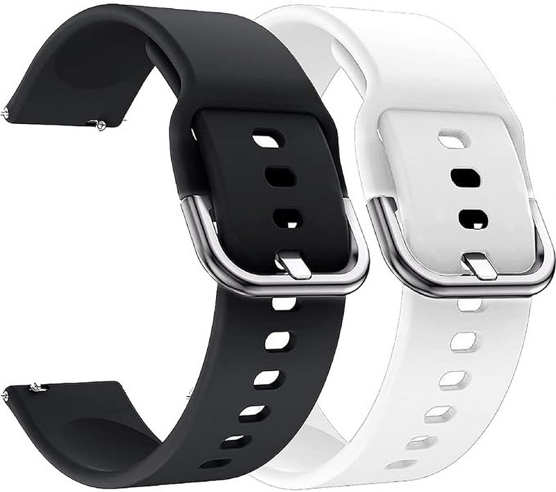 TRENDINGVIEW 20mm Silicone Strap Compatible With Samsung Galaxy Watch 4 5 6 120 mm Silicone Watch Strap(Black, White)