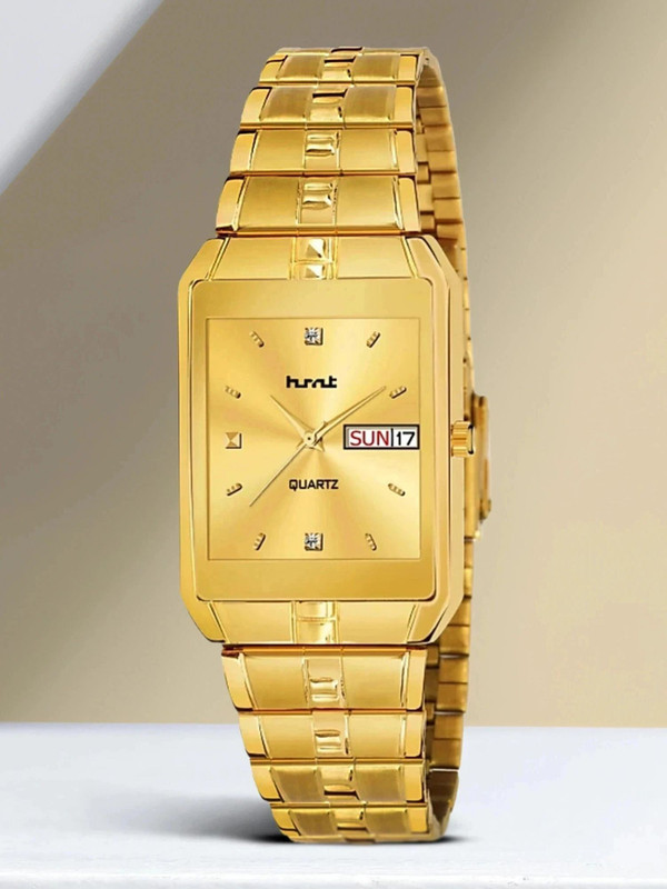 HMT DLX HMT DLX 9151 GOLD GOLD Exclusive Premium Gold Plated Dial GOLD Golden Chain Day & Date Functioning Analog Watch  - For Men
