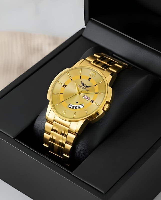 LOIS CARON LCS-8571 Golden Dial Day & Date Quartz Analog Men's Watch Analog Watch  - For Men