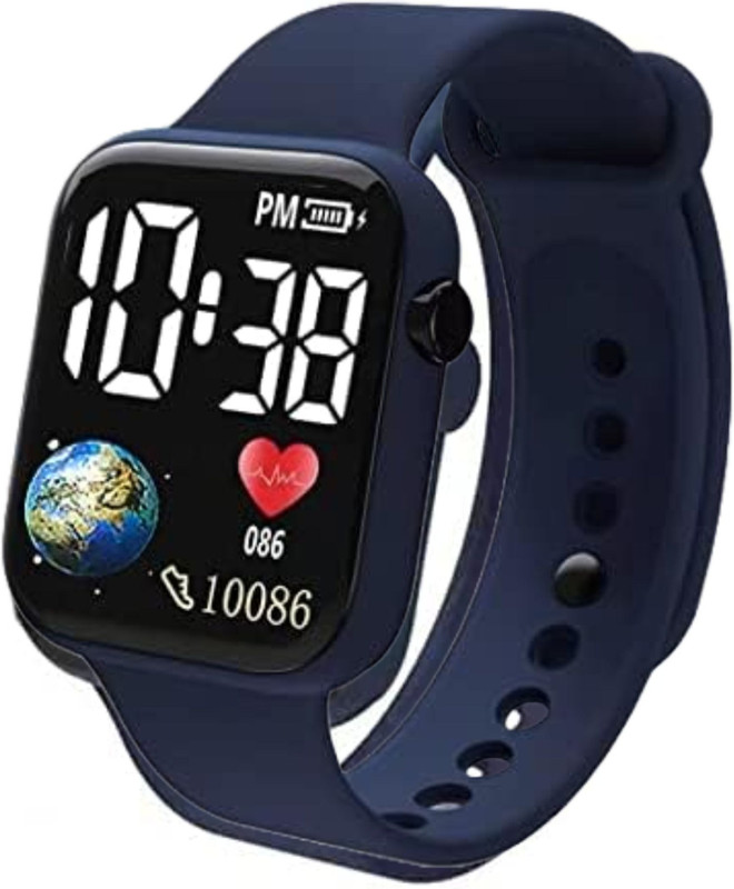 Kaka Ji Digital watch Trending Lifestyle Black Dial White Strap Square LED Digital Watch - For Boys & Girls