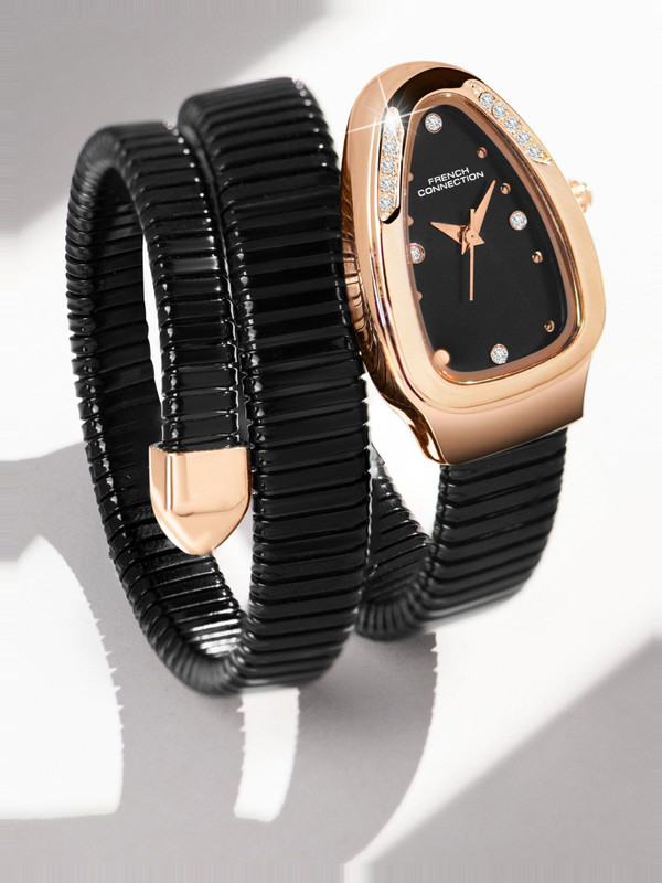 French Connection The Mystic Curve The Mystic Curve Women's Analog Rose Gold Watch | Silver Sunray Dial Analog Watch  - For Women