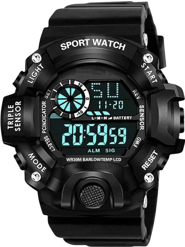Fash Cshock Watch Digital Sports 50m Waterproof LED Military Smart Stopwatch Countdown Analog Watch - For Men