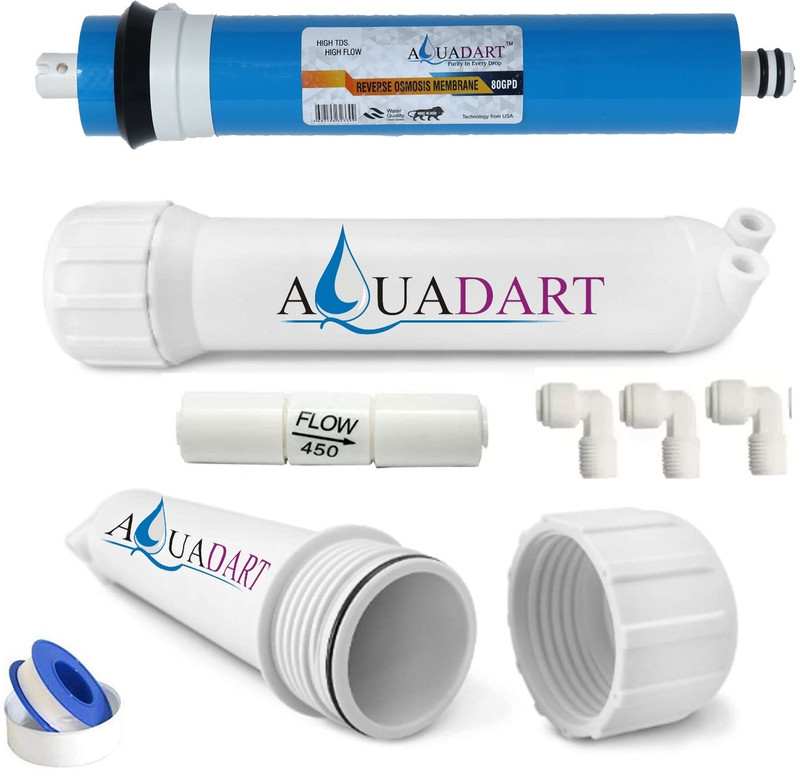 AquaDart 80 GPD Ro Membrane with Housing, up to 2000 High TDS Membrane, for All Type of RO Water Purifiers Solid Filter Cartridge(0.5, Pack of 5)