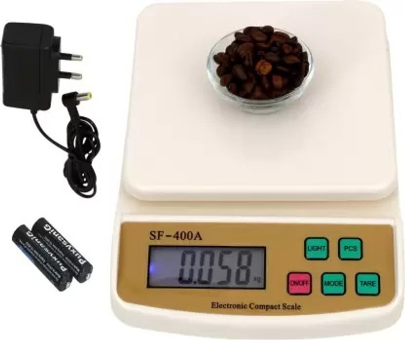 CHHOKRA 1g -10 Kg kata,weight electronic machine,vajan kata SF400A with Adopter Weighing Scale(White OFF)
