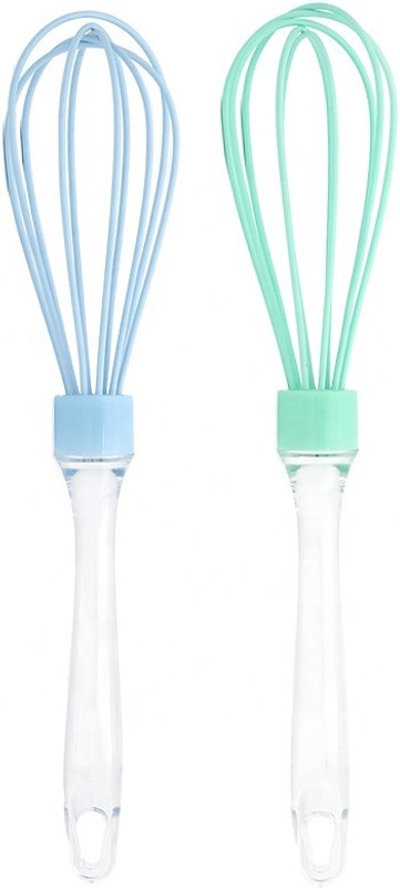 KitchenFest ® (Combo of 2) Large- 30cm Acrylic Handle Silicone Whisk Manual Balloon Wire Whisk Hand Egg Mixer Beater Kitchen Blender Egg Tool Silicone Balloon Whisk(Pack of 2)