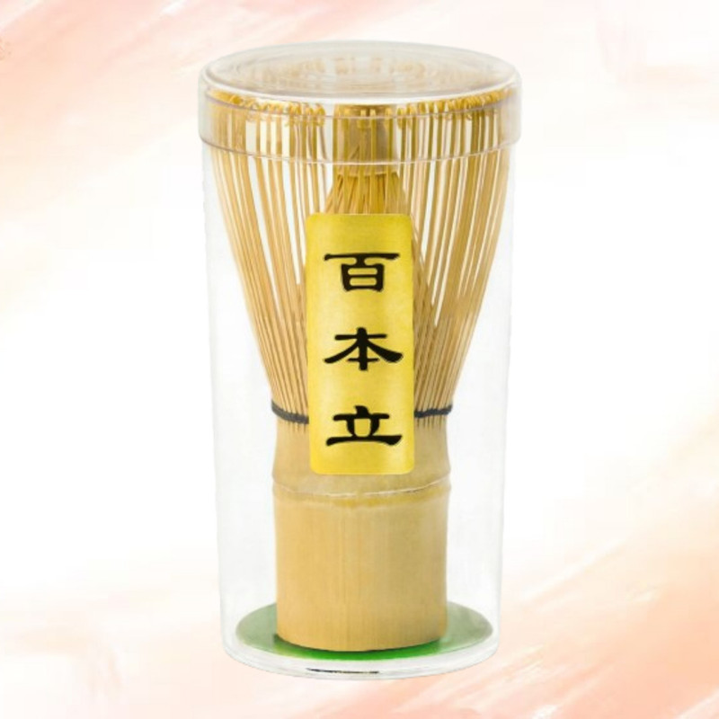 Jrvent Traditional Bamboo Whisk with Integrated Tine Protection Case Bamboo Balloon Whisk