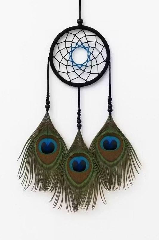 Good Aura Store Mehruna Dream Catchers Wall Hangings for Home Decor Bedroom Livingroom Balcony Feather Dream Catcher(5.9 inch, Black)