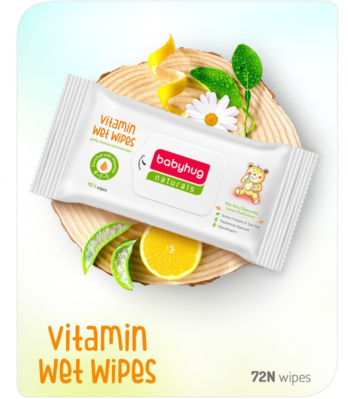 babyhug Naturals Vitamin Wet Wipes - 72 Pieces (72X4)(288 Wipes)