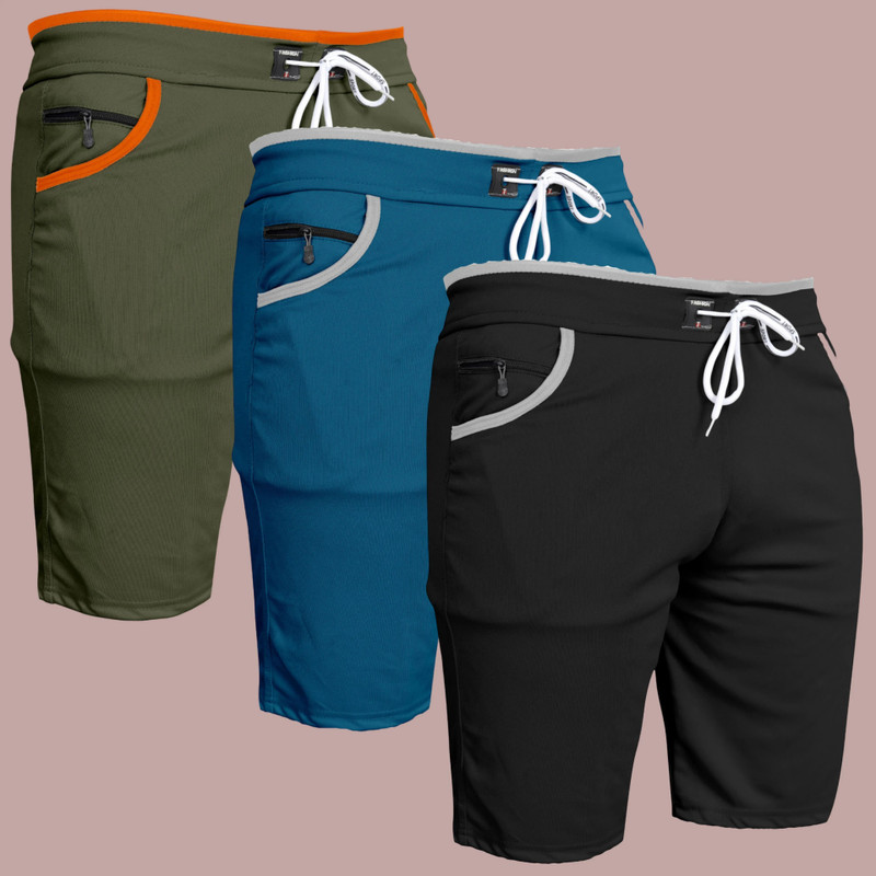 WeReKo Solid Men Light Blue, Green, Black Casual Shorts