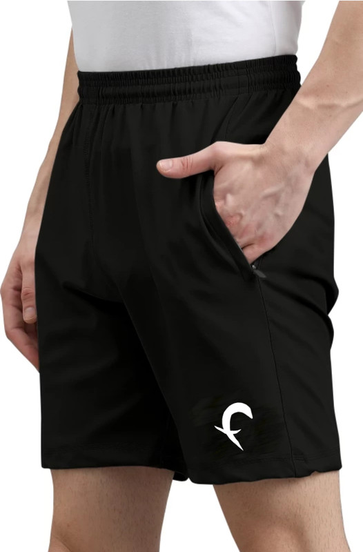 Flicfol Solid Men Black Sports Shorts