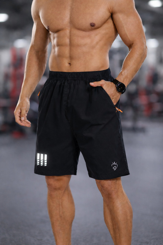CROSS SPIRIT Solid Men Black Sports Shorts