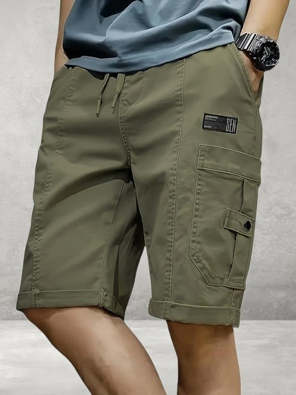 Pitzz Solid Men Green Cargo Shorts