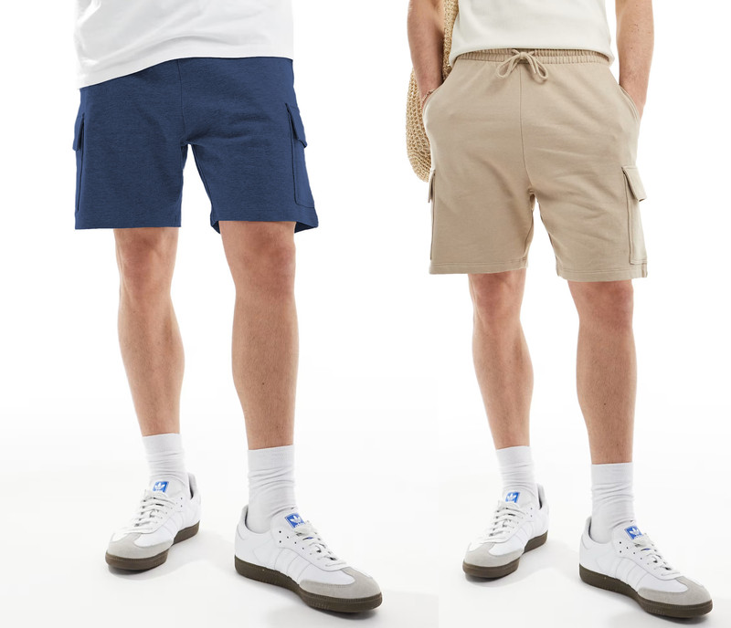 GYRFALCON Solid Men Beige, Blue Cargo Shorts